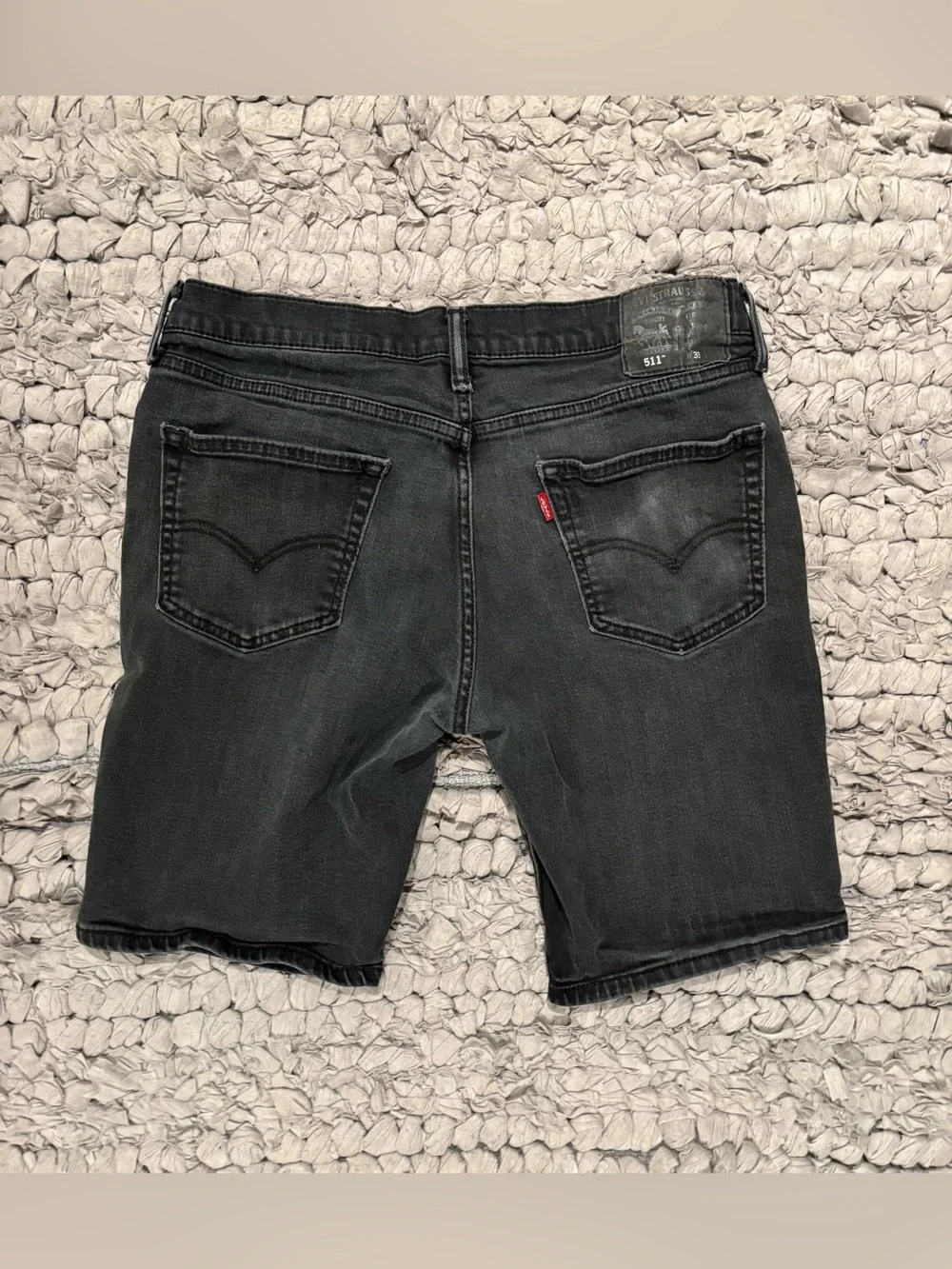 Men's Faded Black Levi 511 Denim Shorts - Black Label